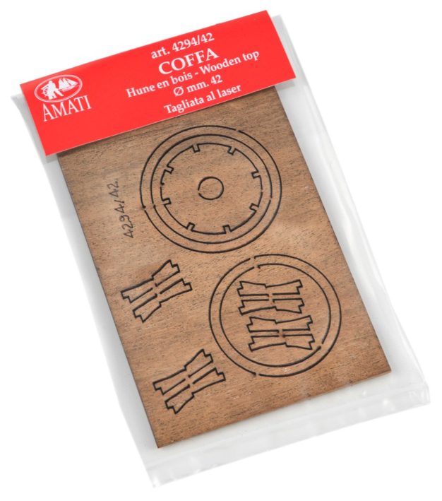 Image of AMATI B4294,42 Lasercut Wooden Top 42mm, showcasing its precision-cut quality and intricate design, ideal for detailed model shipbuilding.