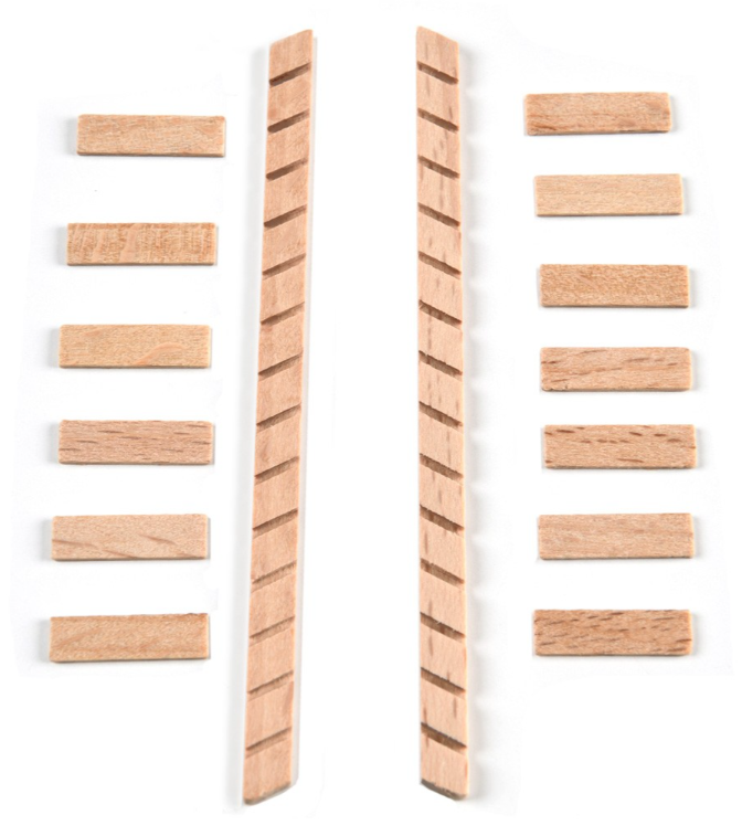 Image of AMATI B4320,15 Wooden Ladder, a precisely crafted 15mm wide wooden ladder, ideal for adding realistic detail and authenticity to model shipbuilding and dioramas.