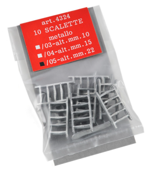 Photo of Amati B4324,05 22mm Metal Ladder, showcasing its high-quality construction and realistic detailing, ideal for enhancing scale models and dioramas.