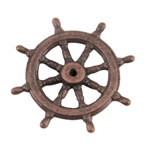 Image of AMATI B4350,14 14mm Metal Steering Wheel, showcasing its detailed metal construction and authentic design, perfect for adding realism to model ships.