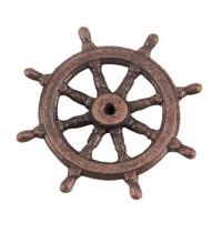 Image of AMATI B4350,14 14mm Metal Steering Wheel, showcasing its detailed metal construction and authentic design, perfect for adding realism to model ships.