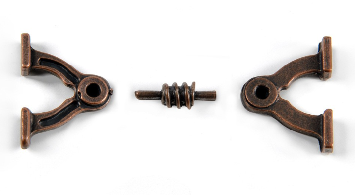 Image of AMATI B4351 Metal Steering Wheel Stand, showing its sturdy metal design suitable for 14-20mm model ship steering wheels, enhancing the navigational detail of model ships.