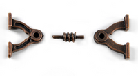Image of AMATI B4351 Metal Steering Wheel Stand, showing its sturdy metal design suitable for 14-20mm model ship steering wheels, enhancing the navigational detail of model ships.