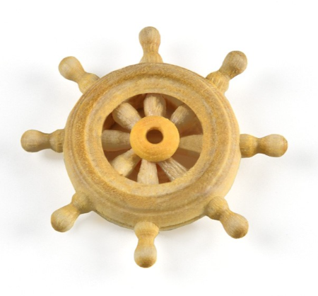 Photo of Amati B4353,20 20mm Wooden Steering Wheel/Rudder, showcasing a finely crafted, detailed accessory ideal for adding a realistic touch to model ships.