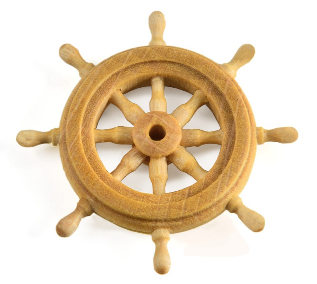 Image of AMATI B4353,30 Rudder/Wooden Steering Wheel, a 30mm detailed wooden model, perfect for adding authentic steering detail to scale model ships.