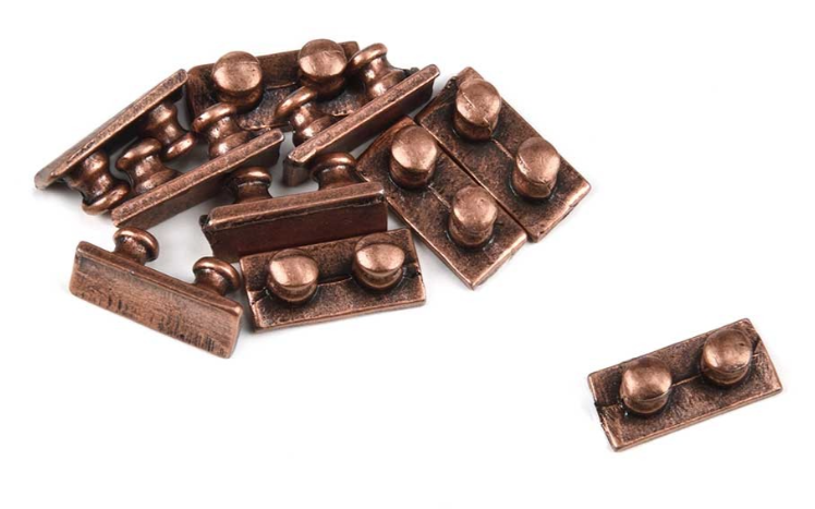 Photo of Amati B4909,07 Metal Double Bollards - 10 pieces, dimensions: 10x5mm base, 5mm high, 4mm diameter.
