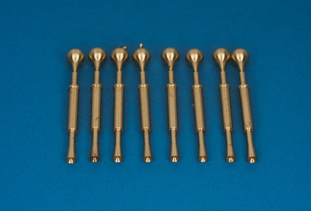 Photo of 1:200 scale British Naval Gun Barrels 40mm PomPom by RB Model, showing a set of 8 metal barrels with precision detailing.