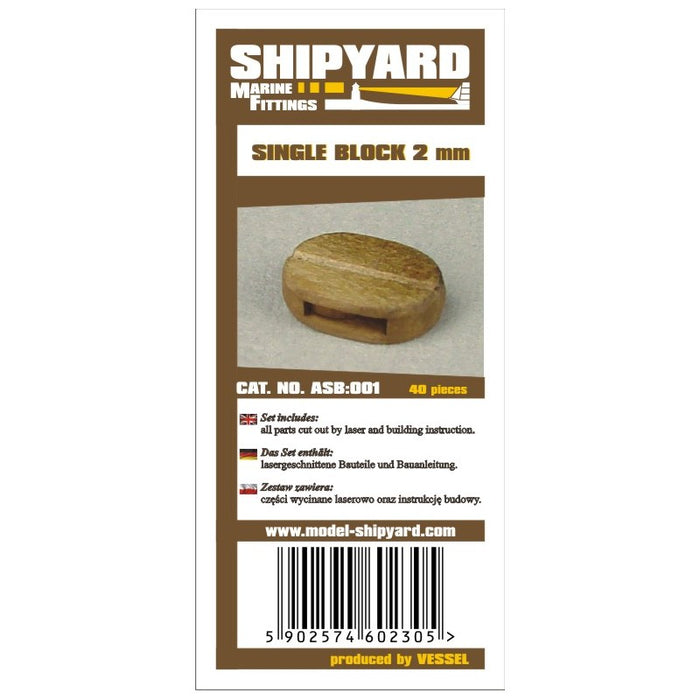 Photo of Shipyard's 2mm Single Block Card Rigging Kit, showcasing precision-cut card blocks for detailed model ship rigging.