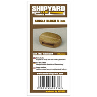 Image of Shipyard's 5mm Single Block Card Rigging Blocks, showcasing the detailed design and quality material for model ship rigging enhancement.