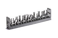 Photo of 74 finely detailed 3D-printed resin figures of US Navy WWII personnel in 1:250 scale, posed in active and relaxed positions for ship modeling.