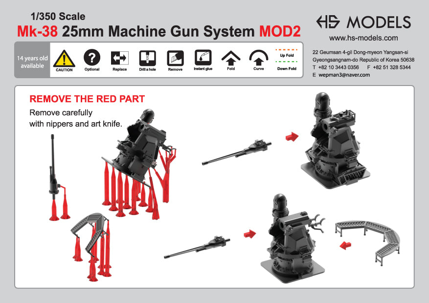 Photo of Mk-38 25mm Machine Gun System MOD2 1/350 scale resin model set by HS Model