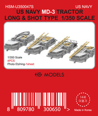 Photo of HS Model US Navy MD-3 Tractors short and long type 1/350 scale resin set with photo-etched parts