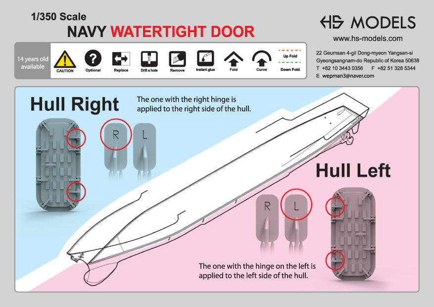 Photo of US Navy Watertight Door Type 2 1/350 scale resin set by HS Model HSM-U350025S