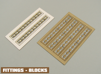 Image of Shipyard's Card Fitting Blocks, featuring small, detailed blocks for model ship assembly, perfect for adding intricate rigging details to scale models.