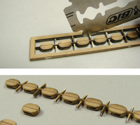 Image of Shipyard's Card Fitting Blocks, featuring small, detailed blocks for model ship assembly, perfect for adding intricate rigging details to scale models.
