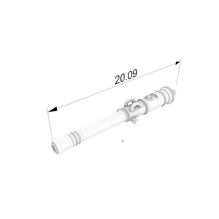 Photo of Seahorse's 4pcs 6 Pounds Gun Barrels, 3D printed, depicting the typical artillery of the 17th-century Dutch Fleet, ready for detailed model ship customization.