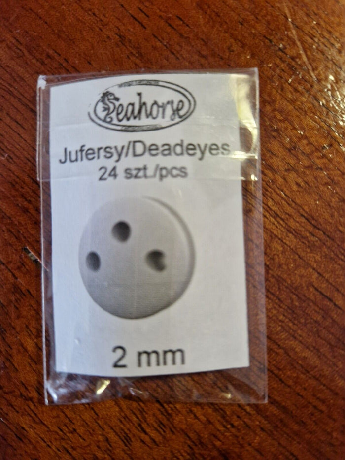 "Photo of Seahorse's 24pcs 2mm Deadeye Blocks, showcasing their precision 3D printed quality, ideal for detailed rigging in scale model shipbuilding.