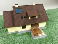 Photo of Olza Max Single-Family House 1:87 scale card model kit from Vessel Railway Miniatures, laser cut frame, perfect for HO dioramas