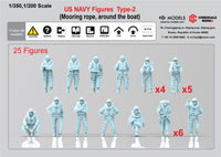 Photo of US Navy Figures Type 2 1:200 resin mooring crew set with 25 naval figures for ship models