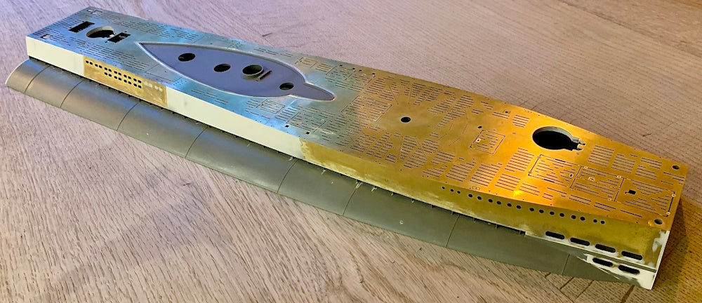 Photo of photo-etched brass main deck for German U-Boat Type VIIC 1:35 scale Border BS-001 by RC Subs