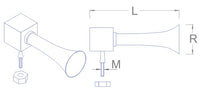 Photo of RB Model brass and aluminium ship horn for scale model ships in 11mm, 14mm, and 16mm sizes