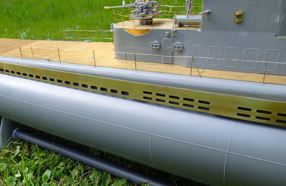 Photo of photo-etched brass hull holes set for USS GATO submarine 1:72 Revell 05047 by RCSubs