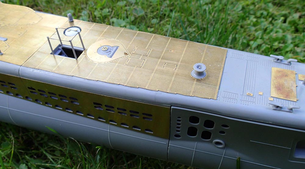 Photo of photo-etched brass center deck and detail set for USS GATO 1944 submarine 1:72 Revell 05047 by RCSubs