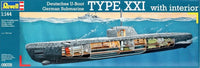 Photo of the Revell 1:144 Deutsches U-Boot Type XXI with detailed interior plastic model kit