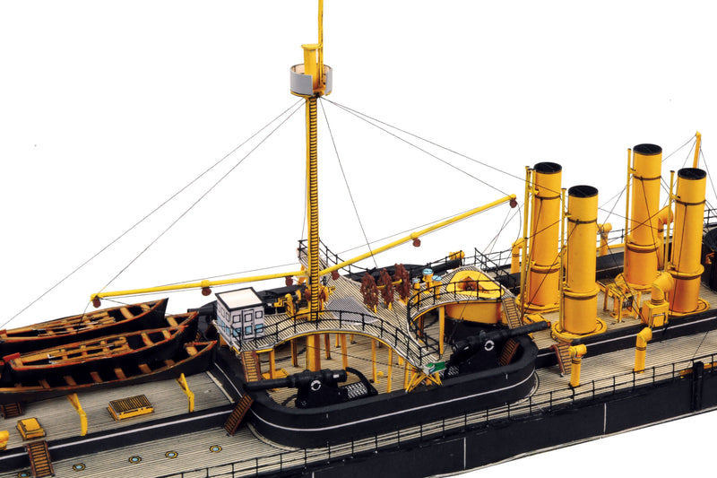 Photo of HMV SMS Sachsen 1:250 scale card model kit by HMV, detailed German ironclad warship papermodel with 760 parts.