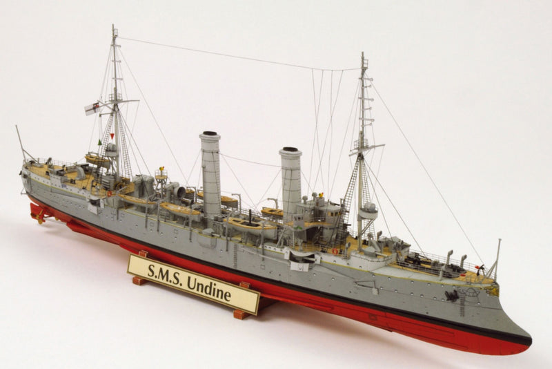 Photo of HMV card model kit SMS Undine 1:250 scale paper model ship with full hull and waterline build options