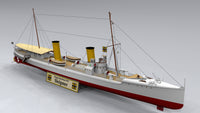 Photo of HMV card model kit S.M.S. Sleipner 1:250 Imperial German Navy dispatch boat papermodel with display stand