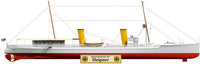 Photo of HMV card model kit S.M.S. Sleipner 1:250 Imperial German Navy dispatch boat papermodel with display stand