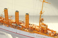 Photo of HMV SMS Emden 1/250 paper model kit – German light cruiser card model with detailed hull, bridge interior, and filigree masts.