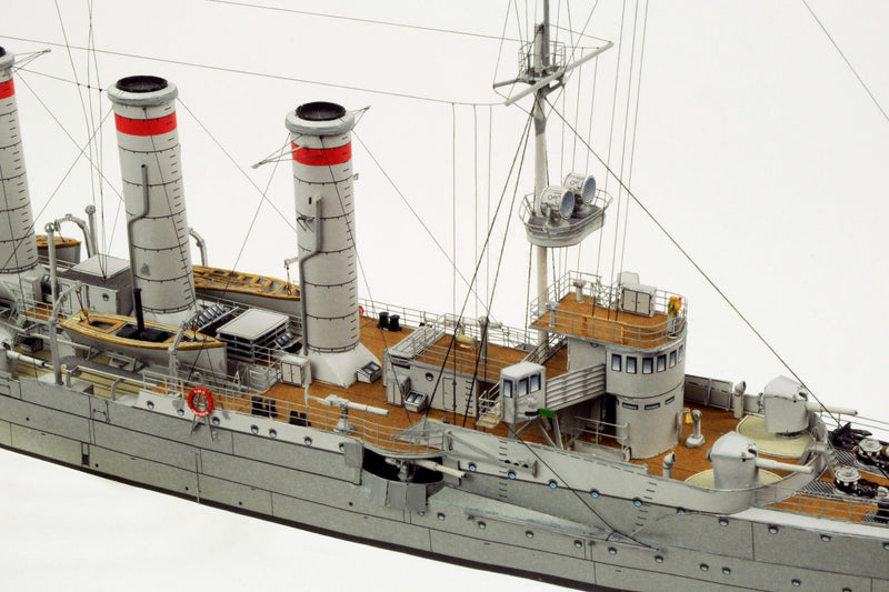 Photo of HMV SMS Emden 1914 Paper Model Kit 1/250 scale with detailed hull, bridge interior, and masts