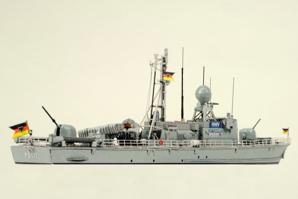 Photo of HMV Card Model Kit Fast Attack Craft Class 143 S61 Albatros 1:250 scale paper model with detailed parts and sister ships options