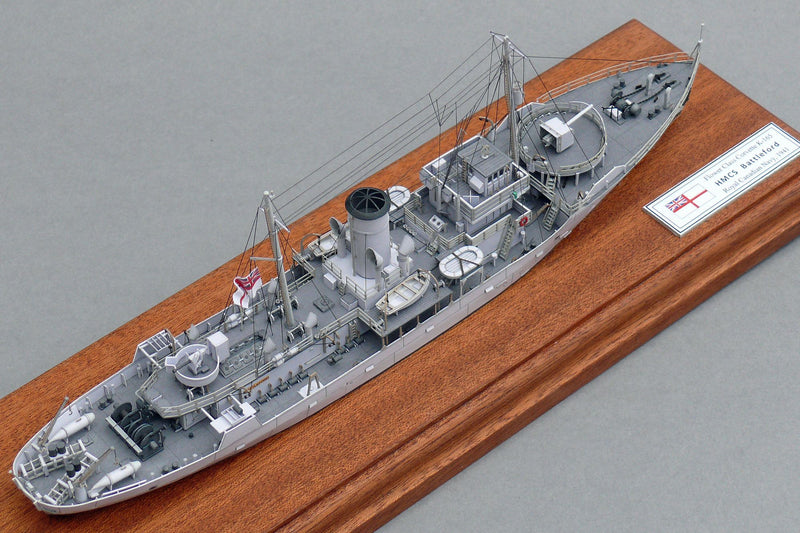 Photo of HMV Flower Class Corvette HMCS Agassiz 1:250 scale card model kit with detailed parts and realistic naval design