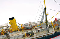 Photo of HMV Augusta Victoria 1:250 paper model kit, detailed German ocean liner by Peter Brandt with lifeboats and fine deck details.