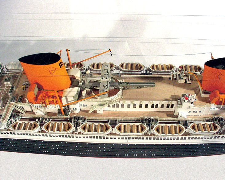 Photo of HMV Card Model Kit Bremen IV 1/250 scale ocean liner with detailed interiors and accessories