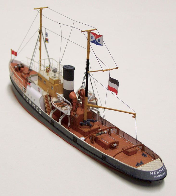Photo of HMV Motor Tugboat Hermes 1923 Paper Model Kit 1/250 Scale – Bugsier Tug Boat by HMV