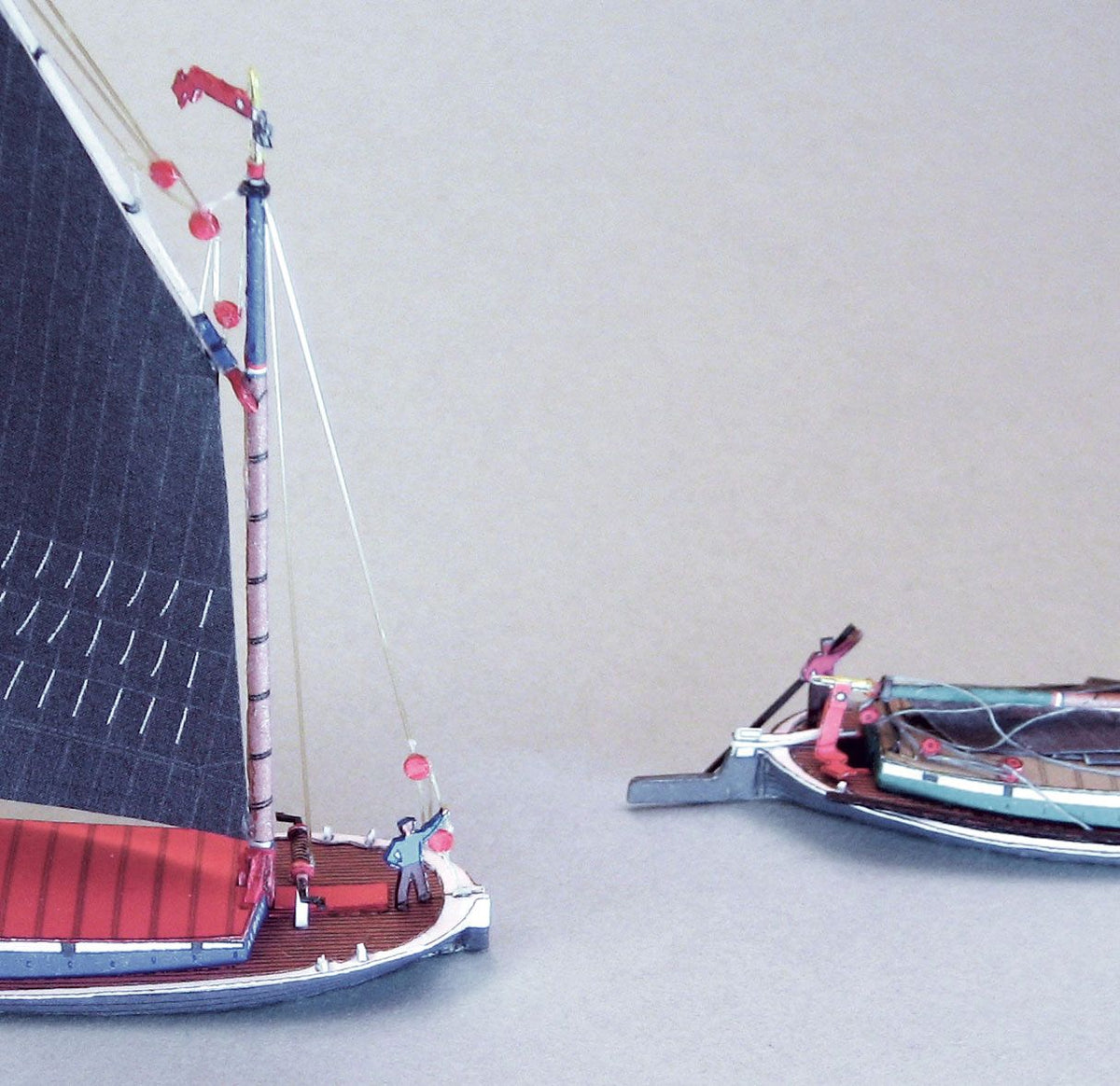 Photo of HMV Norfolk Wherries Albion & Gleaner 1:250 scale card model kit with detailed paper parts and historical English sailing vessel design