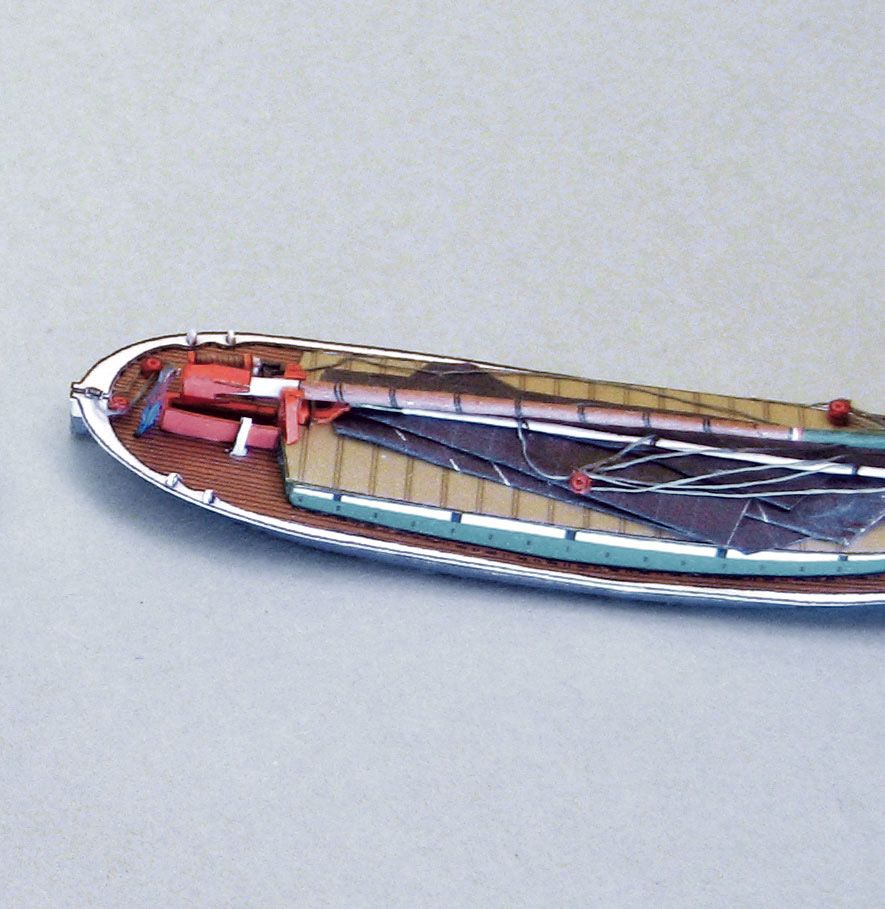 Photo of HMV Norfolk Wherries Albion & Gleaner 1:250 scale card model kit with detailed paper parts and historical English sailing vessel design