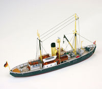 Photo of HMV Buoy Tender Bussard 1905 1:250 paper model kit by Peter Brandt showing detailed papermodel ship design