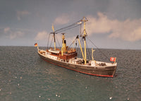 Photo of HMV Buoy Tender Bussard 1905 1:250 paper model kit by Peter Brandt showing detailed papermodel ship design