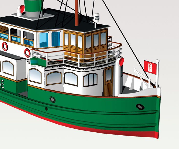 Photo of HMV 103320 Hamburg Harbor Ferries Lichtwark Class 1929 paper model kit in 1:250 scale by HMV