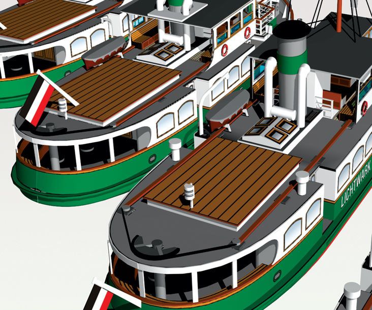 Photo of HMV 103320 Hamburg Harbor Ferries Lichtwark Class 1929 paper model kit in 1:250 scale by HMV