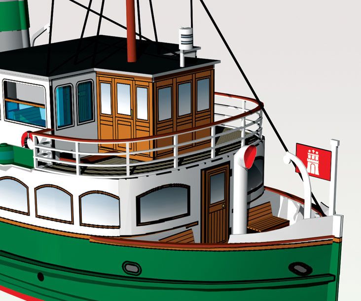 Photo of HMV 103320 Hamburg Harbor Ferries Lichtwark Class 1929 paper model kit in 1:250 scale by HMV