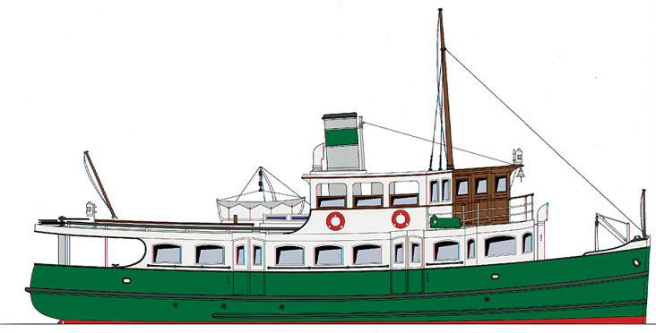 Photo of HMV 103320 Hamburg Harbor Ferries Lichtwark Class 1929 paper model kit in 1:250 scale by HMV