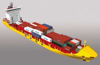 Photo of HMV OPDR Lisboa Container Feeder 1:250 Card Model Kit with detailed bridge, containers, and locomotive cargo