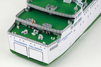 Photo of HMV TT-Line Ferry Nils Holgersson / Peter Pan 1:250 scale paper model kit by HMV, showing detailed decks, lifeboats, and ferry structure.