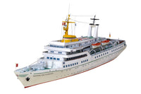 Photo of HMV Wappen von Hamburg 1/250 scale paper model kit with detailed hull, lifeboats, and railings.